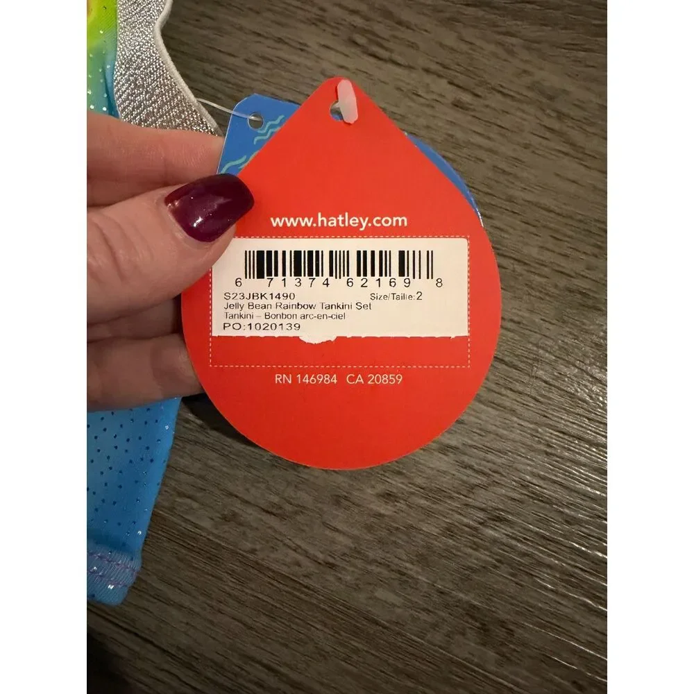 NWT Hatley Kids' Rainbow Stripe 2 Piece Swimsuit